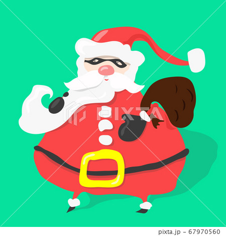 Cartoon Bad Santa Claus Thief Mask With Vector のイラスト素材