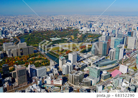東京 都市風景 航空写真 千代田区の写真素材 - PIXTA