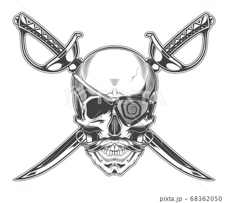 骸骨 ロゴ 骨 Skull 海賊マークの写真素材