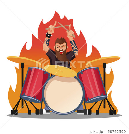 楽器 男 男性 ドラマーのイラスト素材