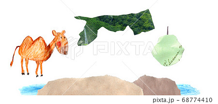 鳥取砂丘 ラクダ 動物 砂丘のイラスト素材