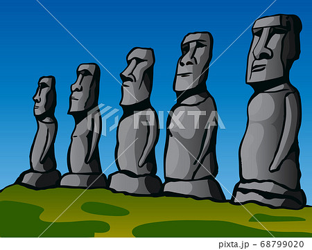 Moai Pixel Art 32 Bit: vetor stock (livre de direitos) 2192037039