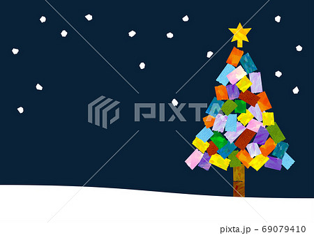 クリスマスツリー 貼り絵 クリスマス アート 12月のイラスト素材 - PIXTA