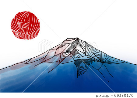 山 朝日 日の出 富士山のイラスト素材