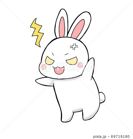うさぎ キャラクター 怒る 激怒のイラスト素材