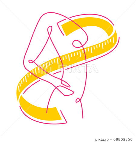 Slender woman body with yellow measure tape Vector Image