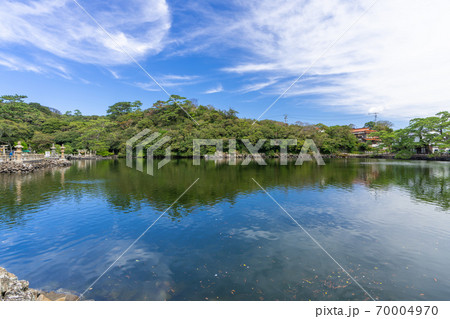 明神池 汽水湖 萩明神池 観光の写真素材