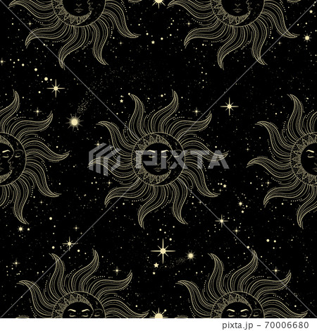 月 ベクトル レトロ 太陽のイラスト素材