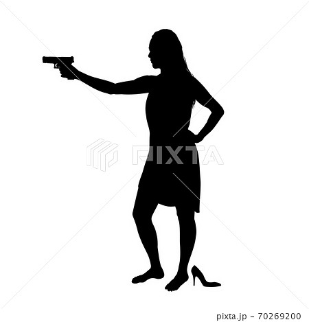 ピストル 銃 アクション 女性のイラスト素材