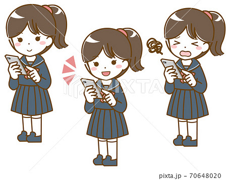 スマホ スマートフォン 高校生 中学生のイラスト素材