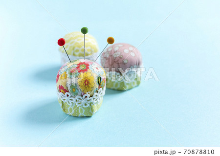 まち針 針刺し かわいいの写真素材