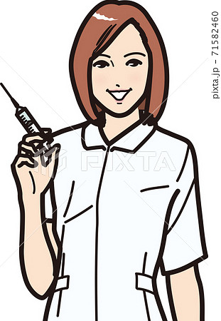 女性 ナース 看護師 注射のイラスト素材