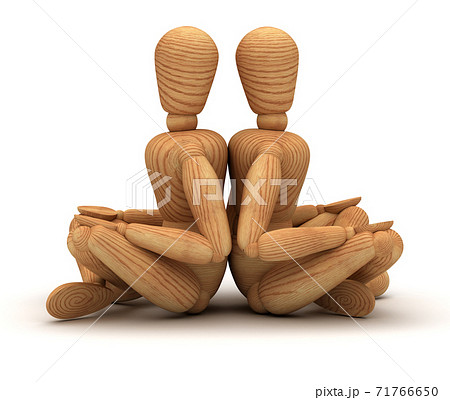 背中合わせ 座るのイラスト素材