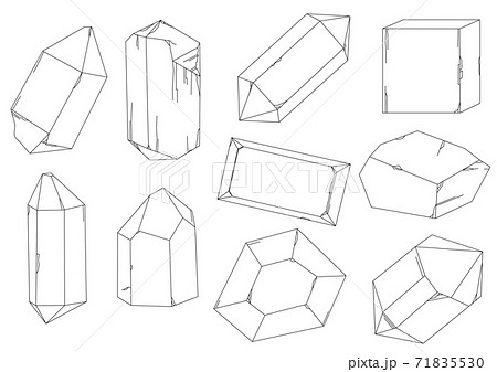 宝石 水晶 線画 ベクターのイラスト素材