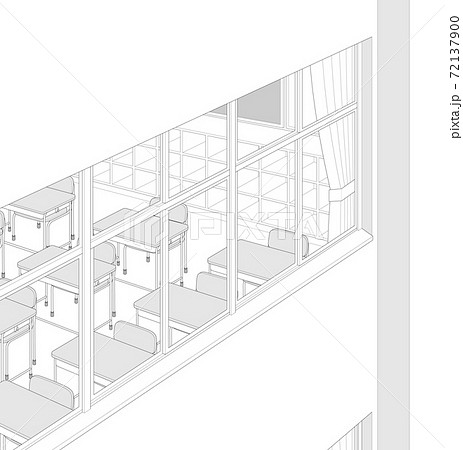 椅子 机 モノクロ 白黒 デスクのイラスト素材