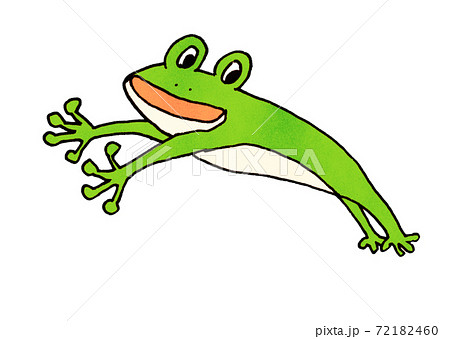 かえる カエル 蛙 飛ぶのイラスト素材