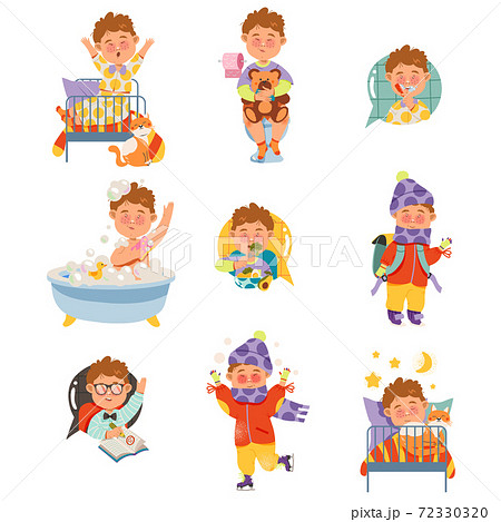 男の子 子供 生活 生活習慣のイラスト素材