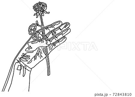 花 モノクロ 植物 一輪のイラスト素材