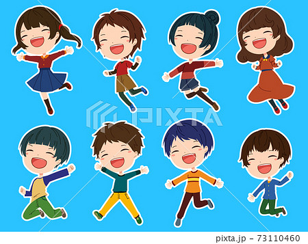 子供 女の子 笑顔 ショートヘアのイラスト素材
