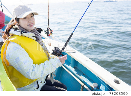 釣りガールの写真素材