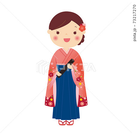 卒業式 卒業 袴 かわいいのイラスト素材