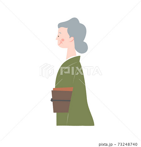女性 横顔 着物 和服のイラスト素材
