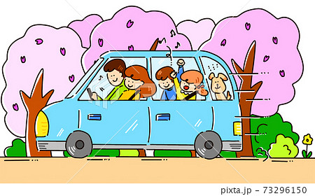 自動車 車 乗用車 手書きの写真素材