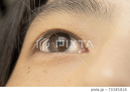 日本の成人男性の黒い瞳/クローズアップ