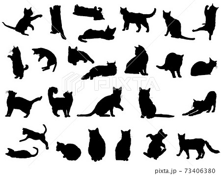 猫 シルエット セット イラストのイラスト素材