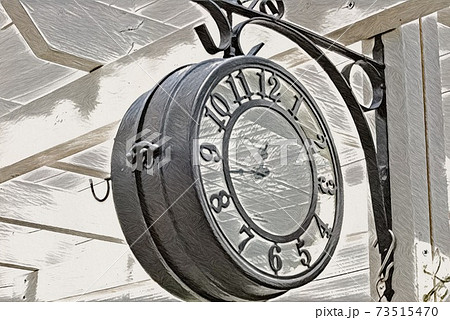 レトロ 柱時計 古時計のイラスト素材