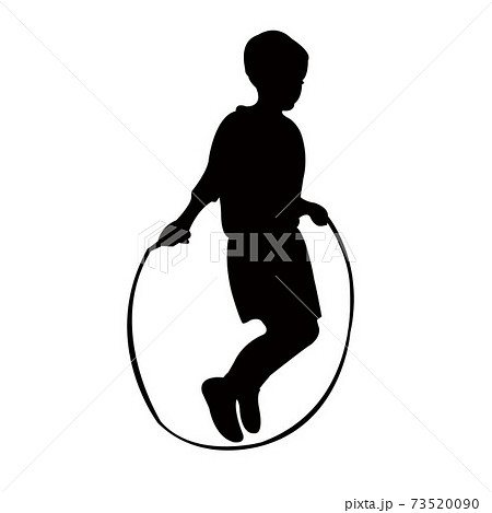 縄跳び シルエットの写真素材