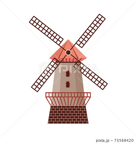 オランダ風車のイラスト素材