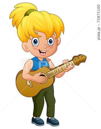 ギター 女の子 女子 少女のイラスト素材