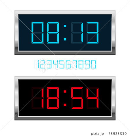 時計 デジタル時計 イラスト 数字 時刻の写真素材