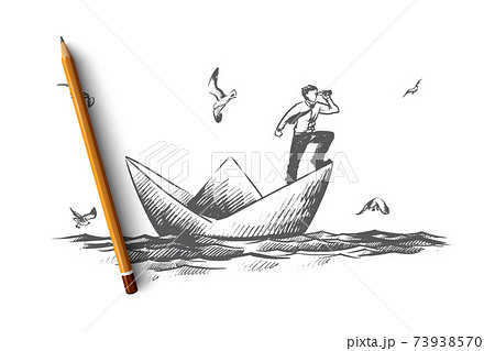ボート 船 手書き 手描きのイラスト素材