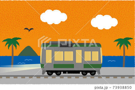 レトロ電車のイラスト素材