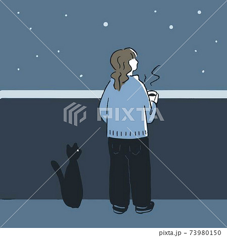 ベランダ 星空 イラストのイラスト素材