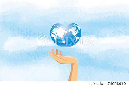 ハート 地球 ハート型 世界のイラスト素材
