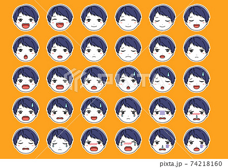 子供 男の子 表情 顔のイラスト素材