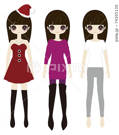 着せ替え人形のイラスト素材
