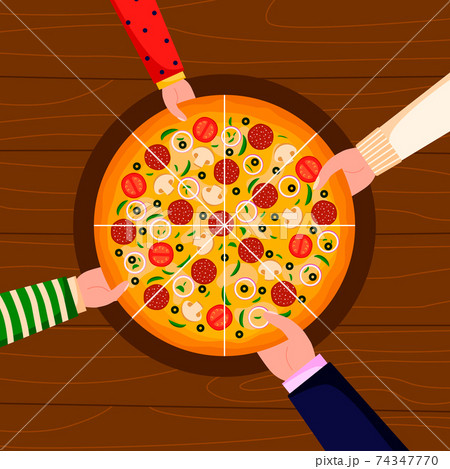 ピザ 食べるのイラスト素材