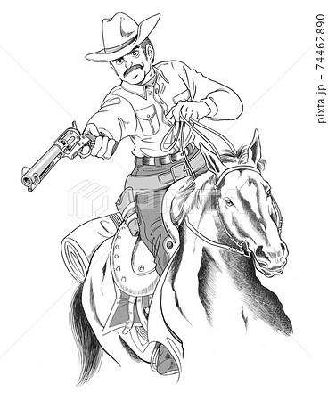 ウエスタン 西部劇 カウボーイのイラスト素材