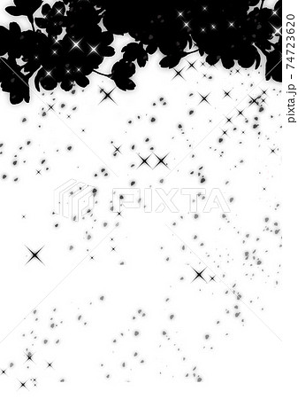 モノクロ 白黒 桜 吹雪のイラスト素材