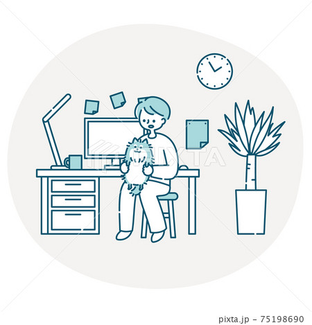 イヌ いぬ パソコン 動物のイラスト素材