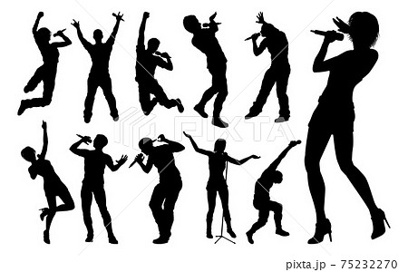 歌手 シルエット 女性 人物のイラスト素材