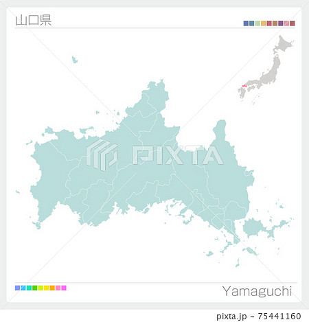 山口県の地図のイラスト素材