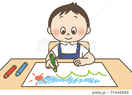 お絵描き 幼児 描く 子供のイラスト素材