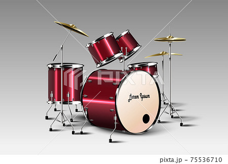 ドラムセット ドラム シルエット 楽器のイラスト素材