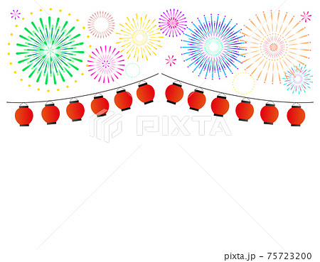 夏祭り 打ち上げ花火 花火大会 7月のイラスト素材