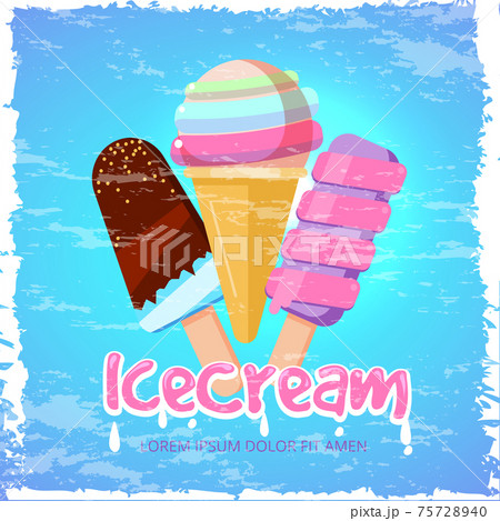 アイス クリーム ポスター 張り紙のイラスト素材